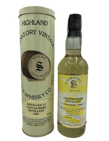 Whisky single malt convalmore sig 20 y 1981 estoig metalic